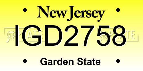 IGD2758 New Jersey License Plate