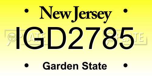 IGD2785 New Jersey License Plate