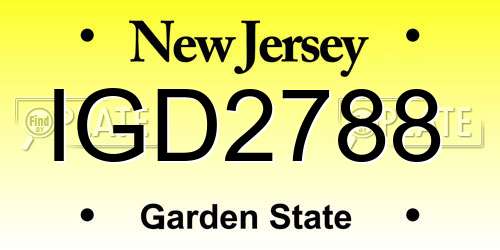 IGD2788 New Jersey License Plate