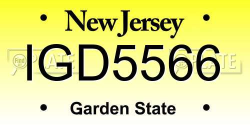 IGD5566 New Jersey License Plate