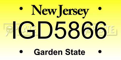 IGD5866 New Jersey License Plate