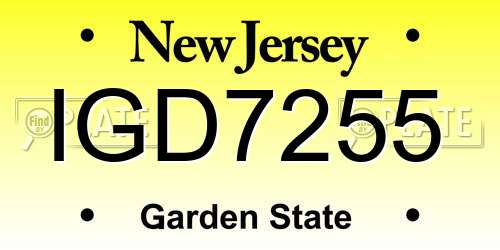 IGD7255 New Jersey License Plate