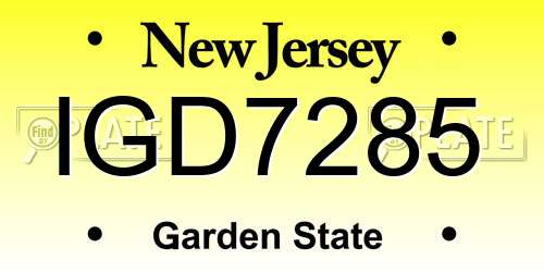 IGD7285 New Jersey License Plate