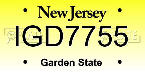 IGD7755 New Jersey License Plate