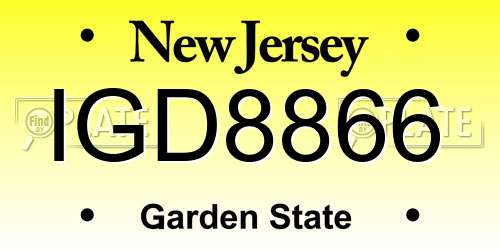 IGD8866 New Jersey License Plate