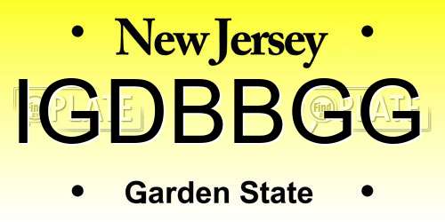 IGDBBGG New Jersey License Plate
