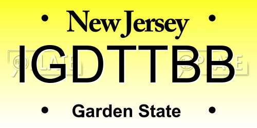 IGDTTBB New Jersey License Plate