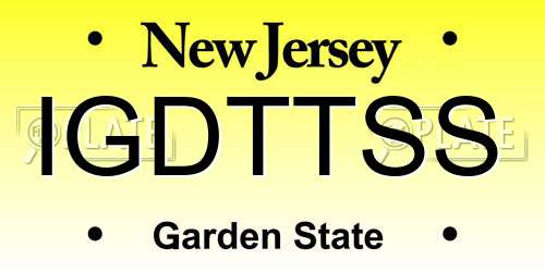 IGDTTSS New Jersey License Plate