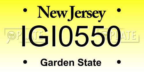 IGI0550 New Jersey License Plate