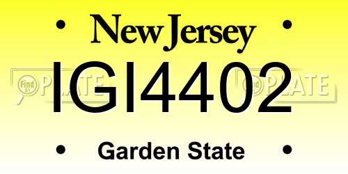 IGI4402 New Jersey License Plate