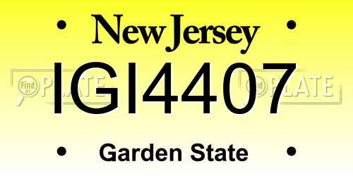 IGI4407 New Jersey License Plate