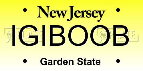 IGIBOOB New Jersey License Plate