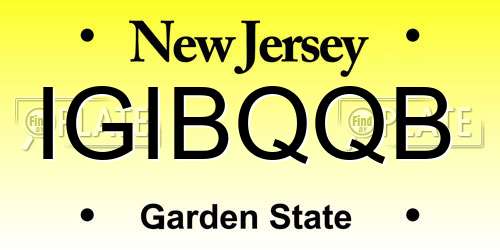 IGIBQQB New Jersey License Plate