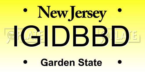 IGIDBBD New Jersey License Plate