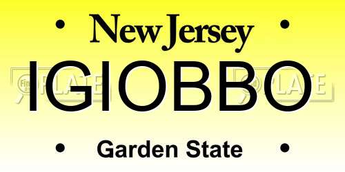 IGIOBBO New Jersey License Plate