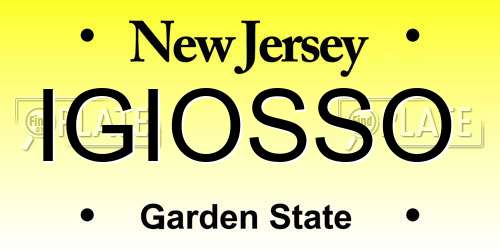 IGIOSSO New Jersey License Plate