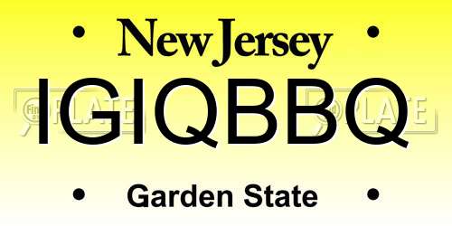 IGIQBBQ New Jersey License Plate