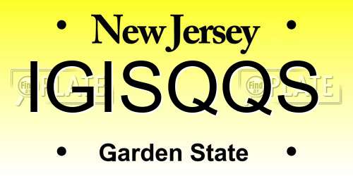 IGISQQS New Jersey License Plate