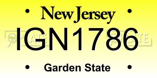 IGN1786 New Jersey License Plate