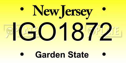 IGO1872 New Jersey License Plate