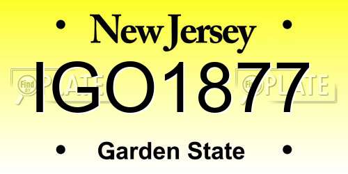 IGO1877 New Jersey License Plate