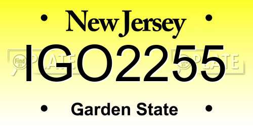 IGO2255 New Jersey License Plate