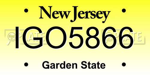 IGO5866 New Jersey License Plate