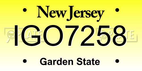 IGO7258 New Jersey License Plate