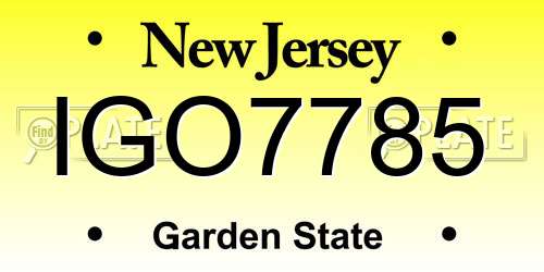 IGO7785 New Jersey License Plate