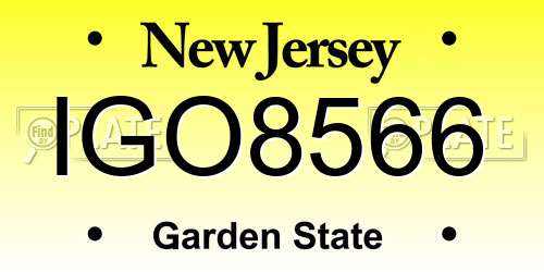 IGO8566 New Jersey License Plate