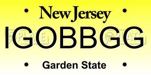 IGOBBGG New Jersey License Plate