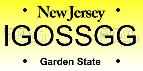 IGOSSGG New Jersey License Plate