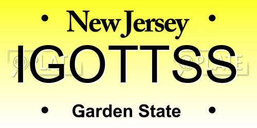 IGOTTSS New Jersey License Plate