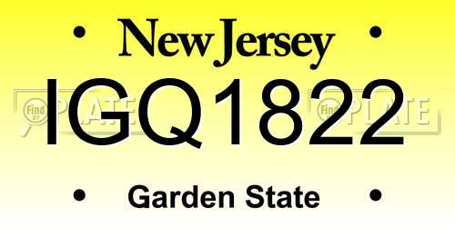 IGQ1822 New Jersey License Plate