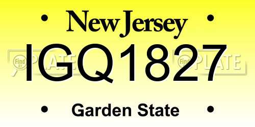 IGQ1827 New Jersey License Plate