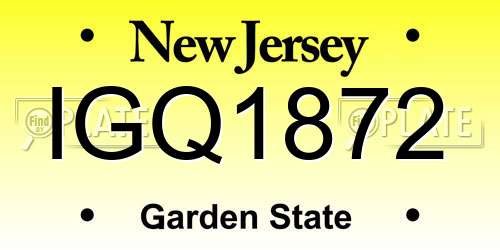 IGQ1872 New Jersey License Plate