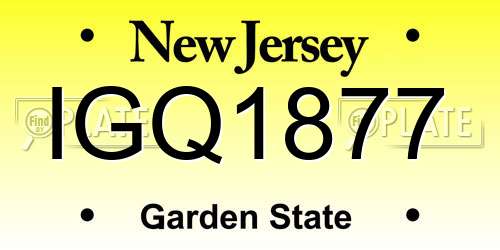 IGQ1877 New Jersey License Plate