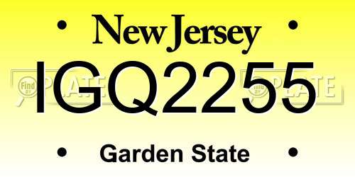 IGQ2255 New Jersey License Plate