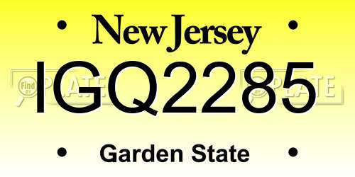IGQ2285 New Jersey License Plate