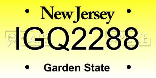 IGQ2288 New Jersey License Plate