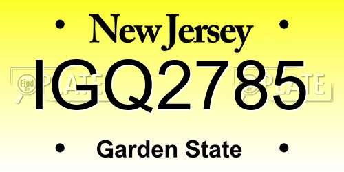 IGQ2785 New Jersey License Plate