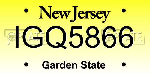 IGQ5866 New Jersey License Plate
