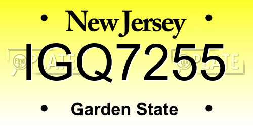 IGQ7255 New Jersey License Plate