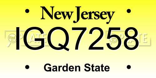 IGQ7258 New Jersey License Plate