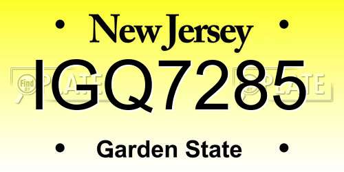 IGQ7285 New Jersey License Plate