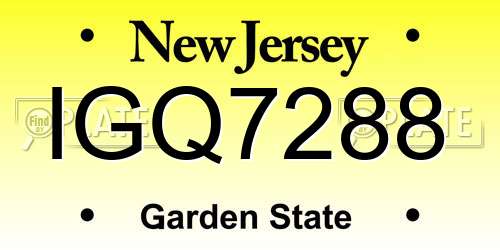 IGQ7288 New Jersey License Plate