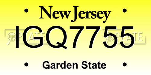 IGQ7755 New Jersey License Plate