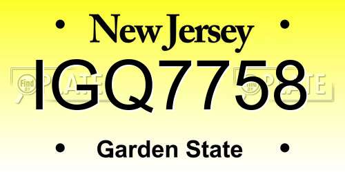 IGQ7758 New Jersey License Plate