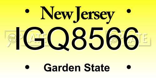 IGQ8566 New Jersey License Plate