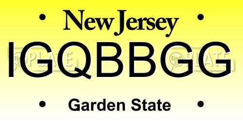 IGQBBGG New Jersey License Plate